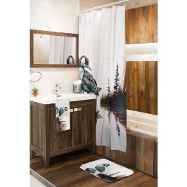 vacker loon på sten i vattenfärg badrumsmatta