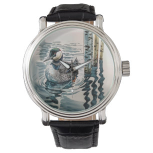 vacker loon på vatten i vattenfärg armbandsur