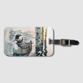 vacker loon på vatten i vattenfärg bagagebricka