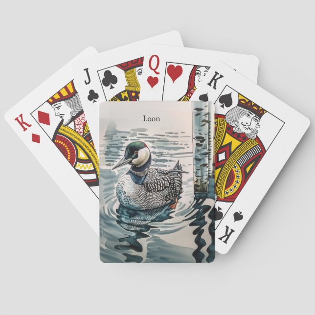 vacker loon på vatten i vattenfärg casinokort (Baksidan)