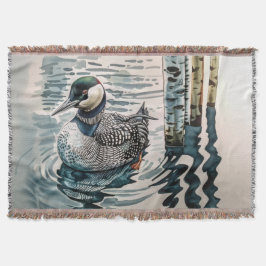 vacker loon på vatten i vattenfärg filt