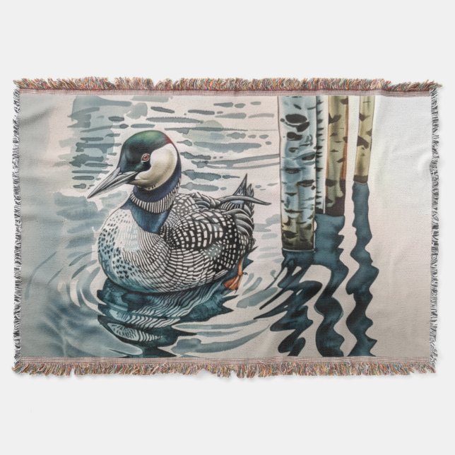 vacker loon på vatten i vattenfärg filt (Framsidan)