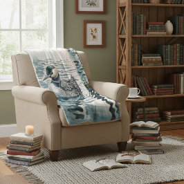 vacker loon på vatten i vattenfärg fleecefilt