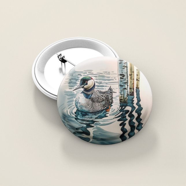 vacker loon på vatten i vattenfärg knapp (Skapare uppladdad)