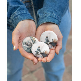 vacker loon på vatten i vattenfärg knapp