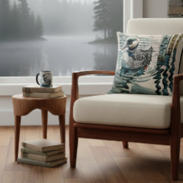 vacker loon på vatten i vattenfärg kudde