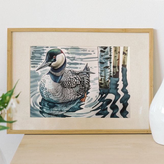 vacker loon på vatten i vattenfärg poster (Skapare uppladdad)