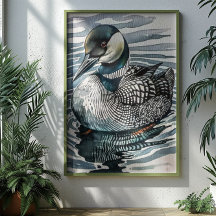 vacker loon på vatten i vattenfärg