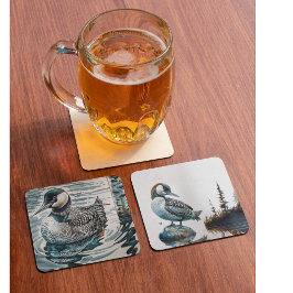 vacker loon på vatten i vattenfärg underlägg papper kvadrat