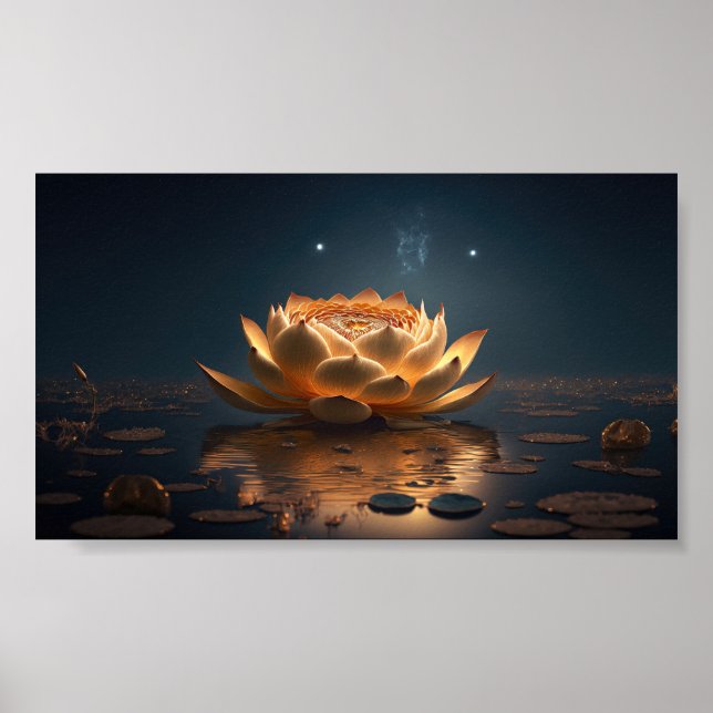 Vacker Lotus, Sjö, Zen Mörk Poster (Framsidan)