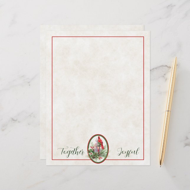 Vacker lykta med järnek och kardinaljul (Fram/Back In Situ)