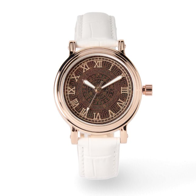 Vacker Lyxig Brun Mönster Armbandsur (Framsida)