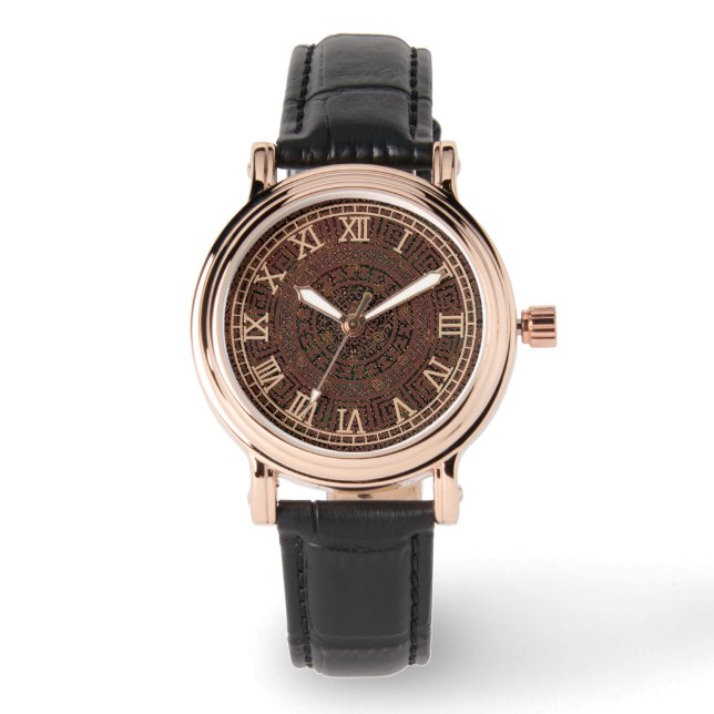 Vacker Lyxig Brun Mönster Armbandsur (Framsida)