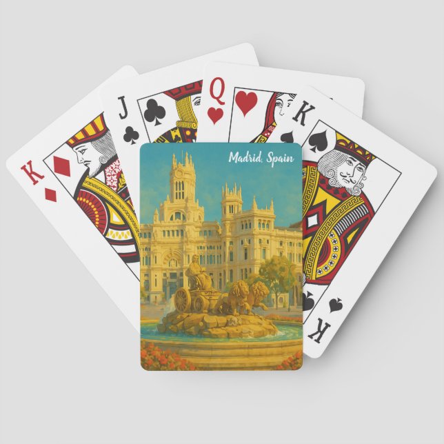 Vacker Madrid Spanien Vintage Resa Konst Casinokort (Baksidan)