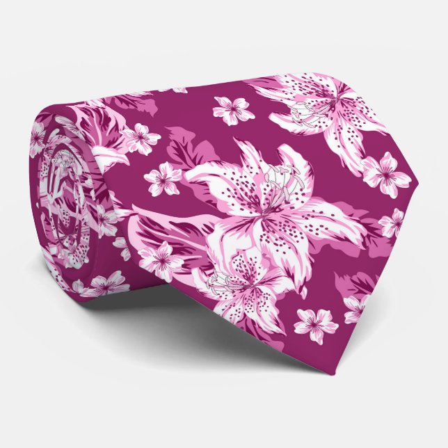 Vacker magenta blommönster slips (Rullad)