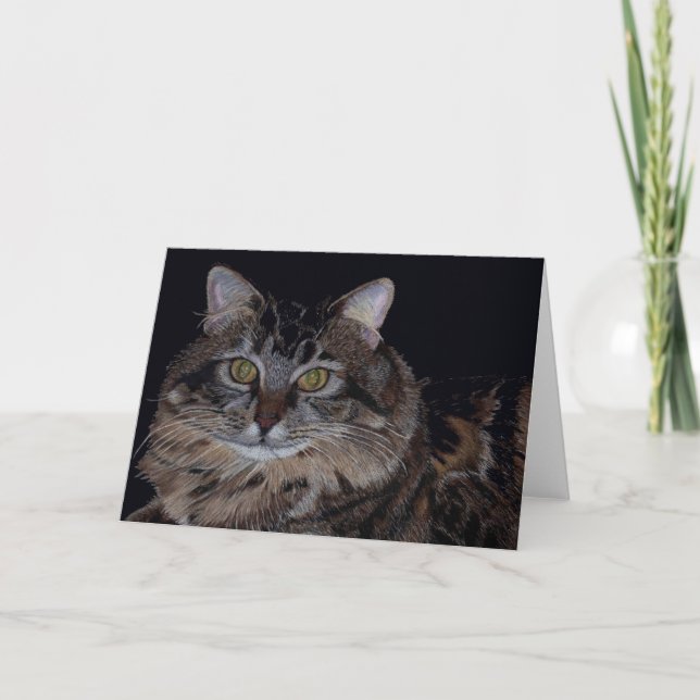 Vacker maine Coon Cat Greeting Card Kort (Framsida)