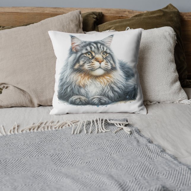Vacker Maine Coon Katt  Kudde (Skapare uppladdad)