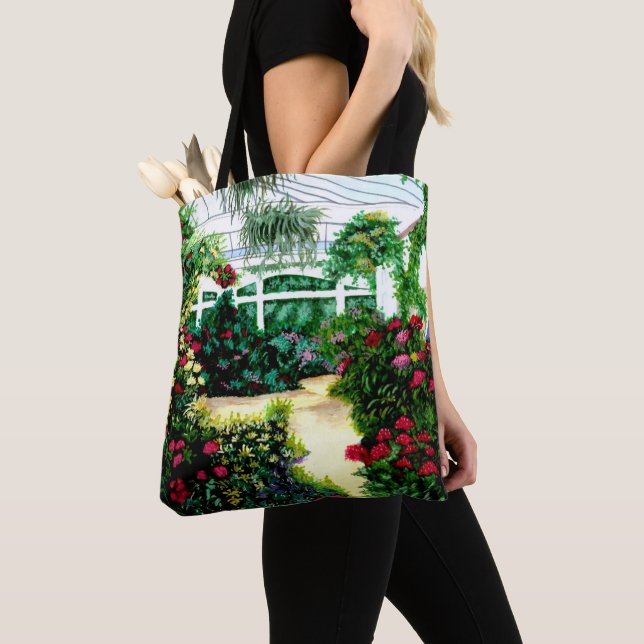 Vacker målad Greenhouse Tote Bag Tygkasse (Närbild)