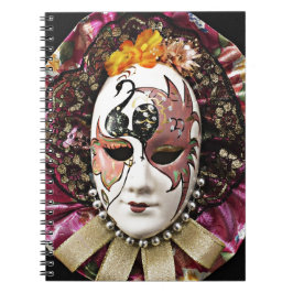 Vacker Male Carnival Mask Anteckningsbok Med Spiral