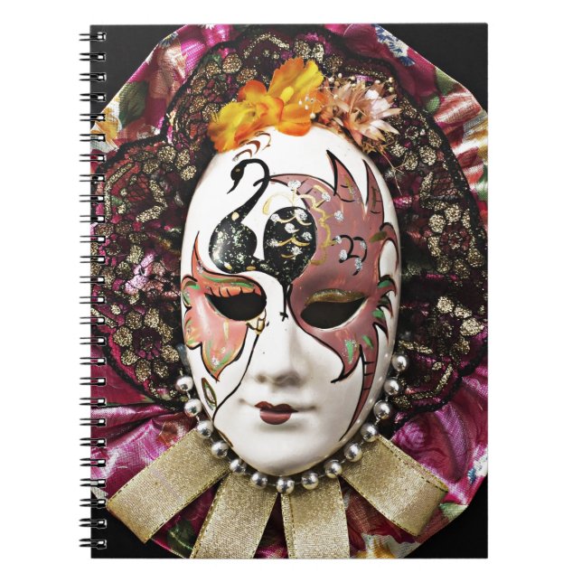 Vacker Male Carnival Mask Anteckningsbok Med Spiral (Framsidan)