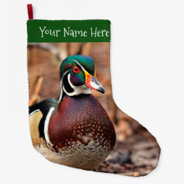 Vacker Male Wood Anka i Skogen Stor Julstrumpa