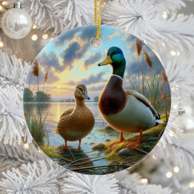 Vacker Mallard Ankor Souvenir Julgransprydnad Keramik (Skapare uppladdad)