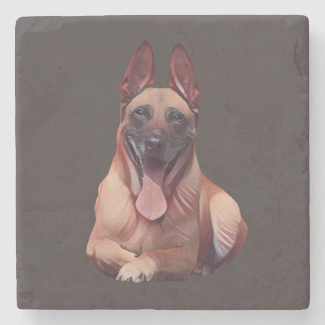 Vacker Målning Belgisk Malinois Marmorunderlägg Stenunderlägg (Framsidan)