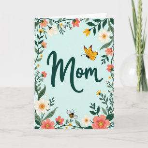 Vacker mam-floralkonstkort kort