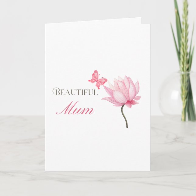 Vacker mamma rosa lotus, mors dag, födelsedag kort (Framsida)