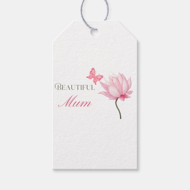 Vacker mamma rosa lotus, Mors dag, Födelsedag Presentetikett (Framsidan)