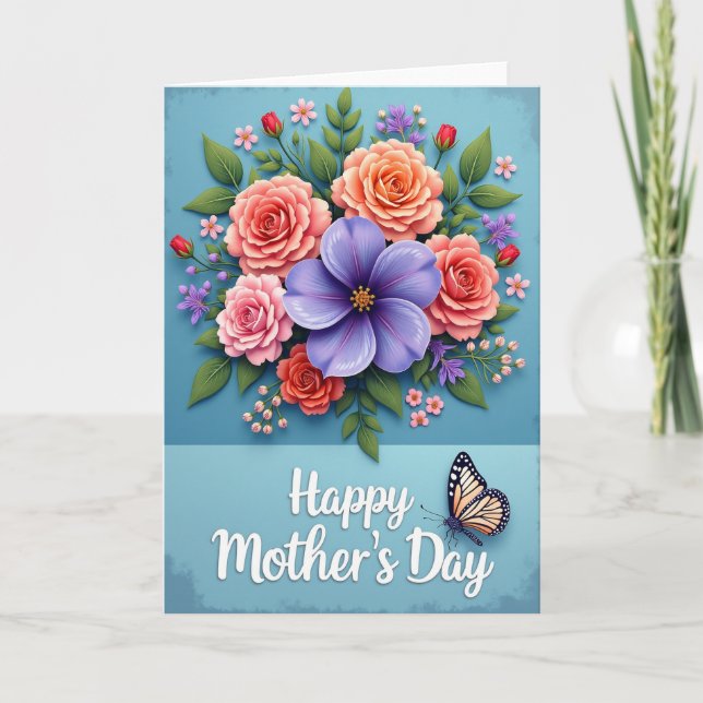 Vacker mammas blomsterdesignkort kort (Framsida)