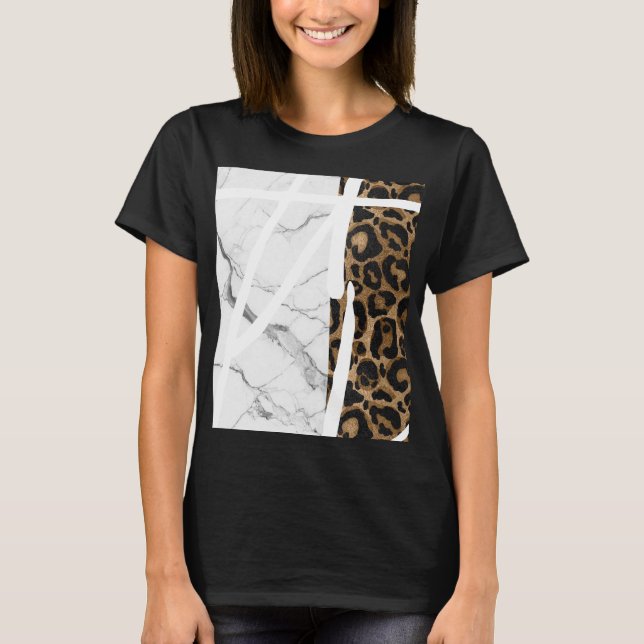 Vacker marmor leopardtryck t shirt (Framsida)