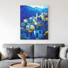 Vacker marockansk Blue Medina City Chefchaouen Canvastryck