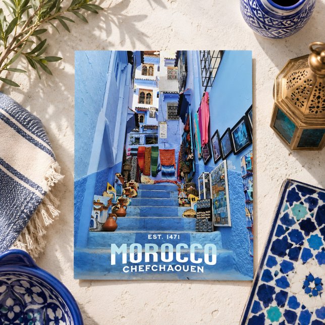 Vacker marockansk Chefchaouen blå nordstad  Vykort (Skapare uppladdad)