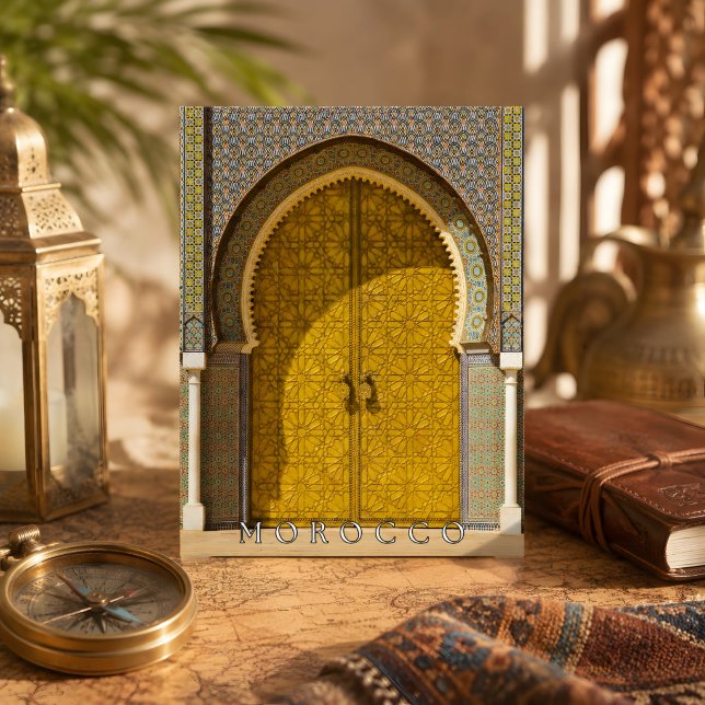 Vacker marockansk dörr i Fès Helg Vykort (Morocco's Postcard. )