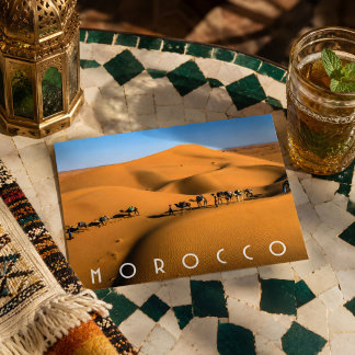 Vacker Marocko Öken Sahara Kamelridande resa Vykort