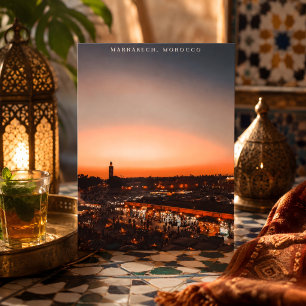 Vacker Marrakech Röd Medina Solnedgång Vykort