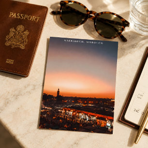Vacker Marrakech Röd Medina Solnedgång Vykort