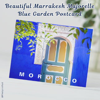 Vacker Marrakesh Majorelle Blue Garden Vykort