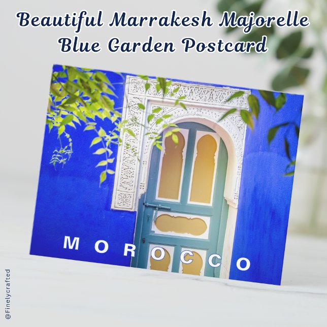 Vacker Marrakesh Majorelle Blue Garden Vykort (Skapare uppladdad)