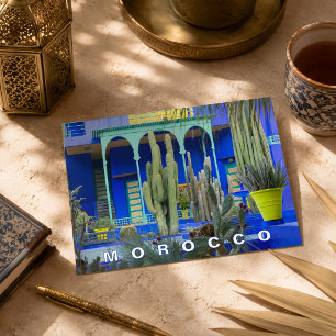 Vacker Marrakesh Majorelle Trädgårdsarkitektur  Vykort