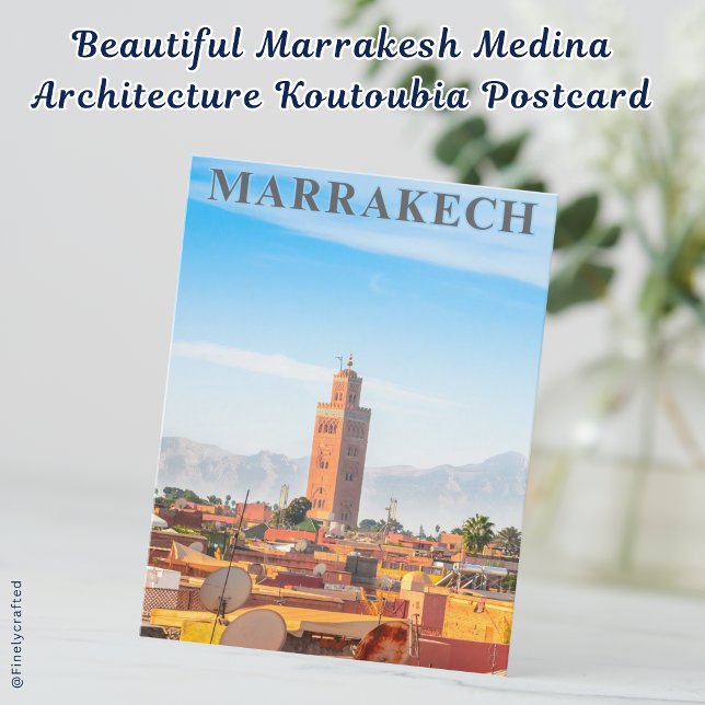 Vacker Marrakesh Medina Arkitektur Koutoubia Vykort (Skapare uppladdad)