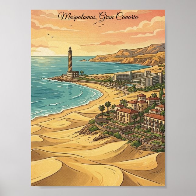 Vacker Maspalomas Gran Canaria Dynlandskap Poster (Framsidan)