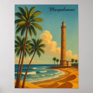 Vacker Maspalomas Meloneras strand Gran Canaria Poster