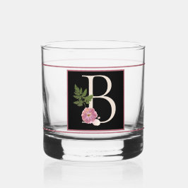 Vacker Mauve Blommig Dekorerad Svart Monogram B