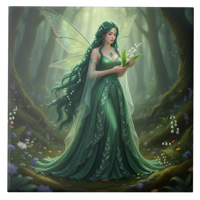 Vacker May Emerald Fairy Kakelplatta (Framsidan)