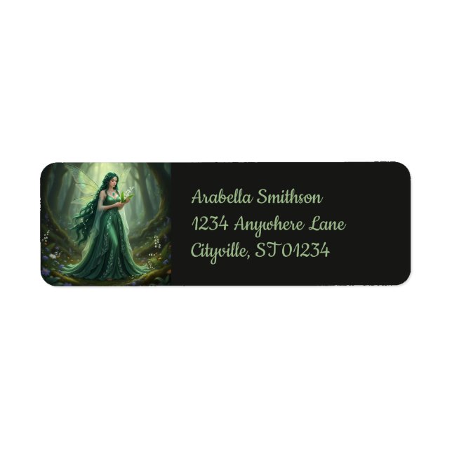 Vacker May Emerald Fairy Returadress Etikett (Framsidan)