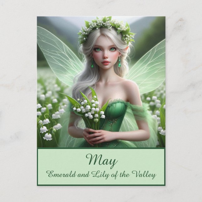 Vacker May Fairy i Lilies of the Valley Vykort (Framsida)