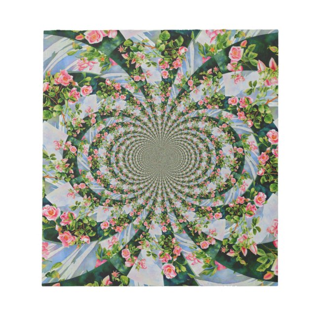 Vacker med rosa röd ros blommigt anteckningsblock (Framsida)