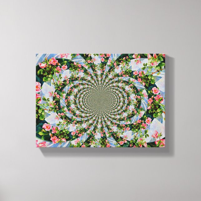 Vacker med rosa röd ros blommigt canvastryck (Framsida)